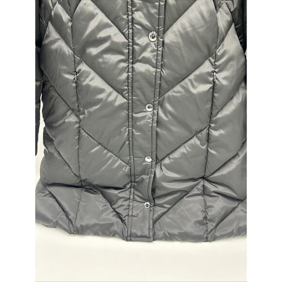 London Fog Tower Faux Fur Hood Down Puffer Coat Jacket Women’s Size XL Black - Picture 3 of 15